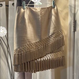 C/MEO Collective Asymmetrical Tassel Skirt in Tan